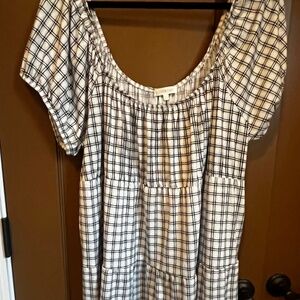 White-Black Plaid Dress